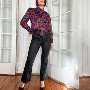 Wrangler black waxed high rise kick flare